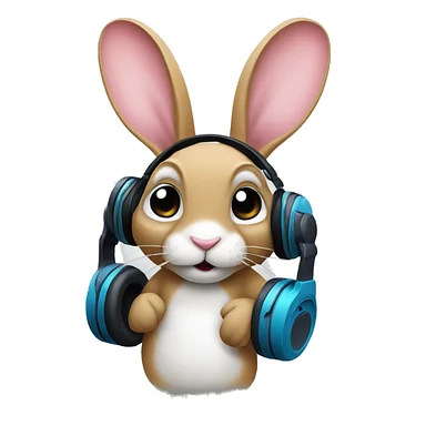 rabbit listening music sticker