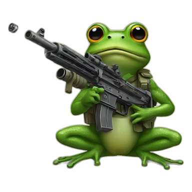 Frog with a machine gun sticker