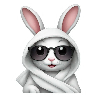 Cute rabbit with sunglasses and towel  sticker