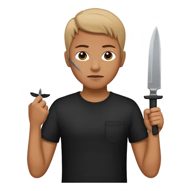 Person standing with a knife behind their back sticker