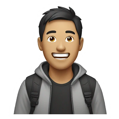 asian guy with black uy laughing sticker