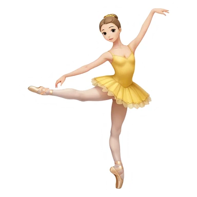 yellow color Ballet girl with pointe shoes  sticker
