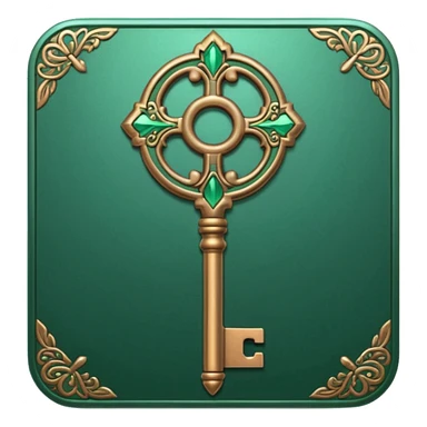 medieval green key icon sticker