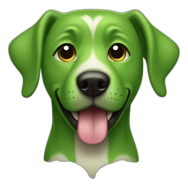 a green dog with his tongue sticking out sticker