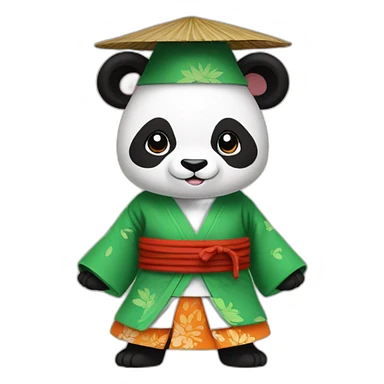 Panda doing kung fu in a sedge hat and kimono sticker