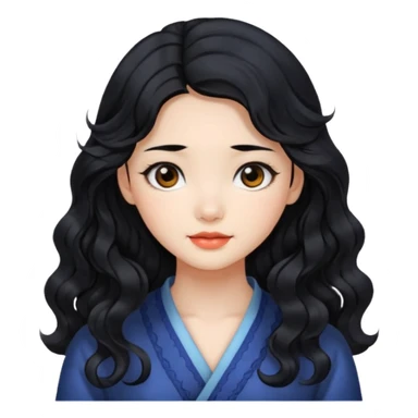 Beautiful girl,Black hair,wavy hair，long hair,Black eyes,Chinese sticker