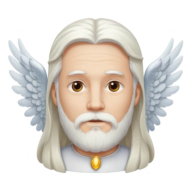 long whire hair, white bearded man angel sticker