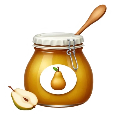 pear jam with a wooden spoon   sticker