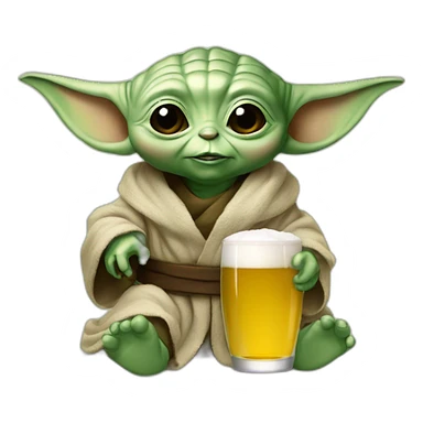 Bébé Yoda avec une bière sticker