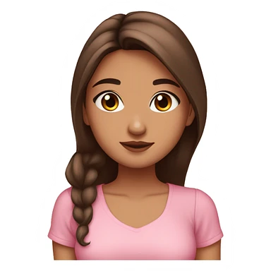 hispanic pretty girl with brown hair and fair skin in pink shirt coquette aesthetic  sticker