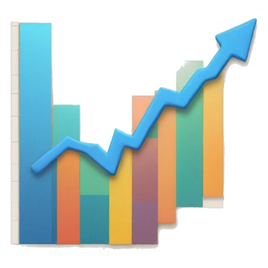 a paper with a bar chart and an upward trend sticker
