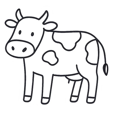 cow, hand-drawn outlined icon style, sketchy lines, no fill, minimal details sticker
