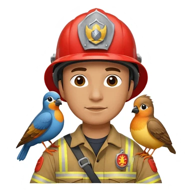 Fireman with bird sticker
