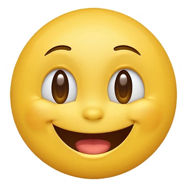 Emoji, yellow round laughing face, tilted head sticker