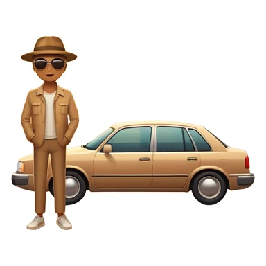 A parked car rests on the side of a long with a person outside , empty road stretching toward a golden sunset. The sky glows with warm colors, and the landscape ahead feels open, peaceful, and full of promise. love  sticker