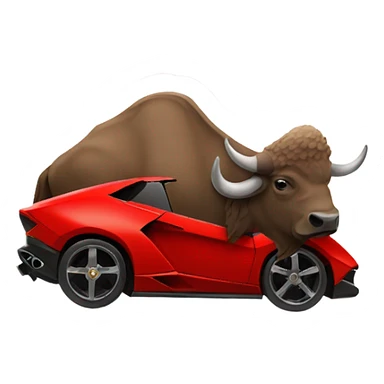 A bison in a  red Lamborghini  sticker
