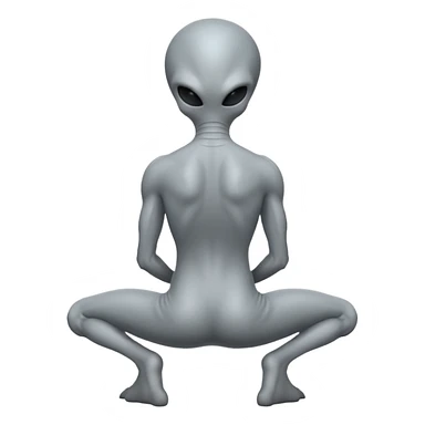 fullbody gray alien kneeling BACKVIEW sticker