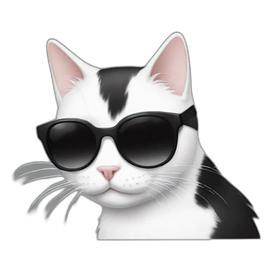 black and white cat with sunglasses sticker