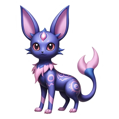 Shiny Exotic Badass Ethereal Royal Mysterious Gothic Noibat-Espeon-Umbreon-Sylveon-Pokémon-Fakémon-hybrid-creature (full body) with random pattern-markings sticker