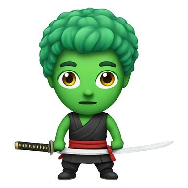 Green haired man with katana sticker