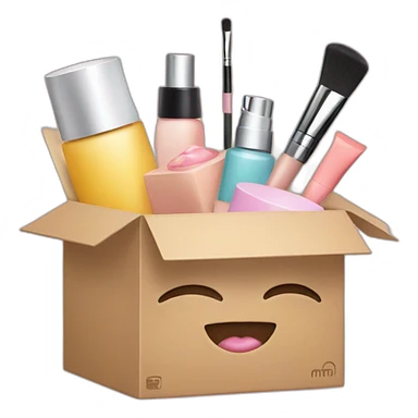 Box with cosmetics sticker