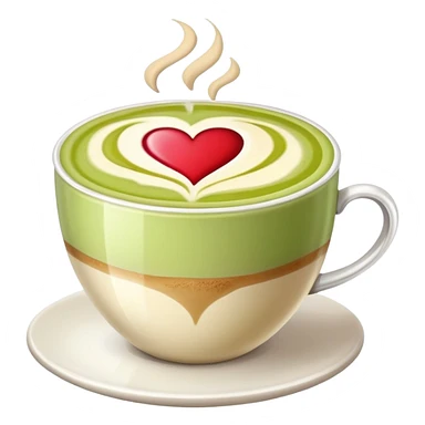 pistachio latte with heart art sticker