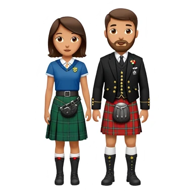 scottish man with stubble in kilt with brunette wife sticker