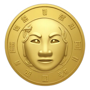 Gold coin with Chinese symbol on it  sticker