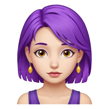 purple hair girl with earrings sticker