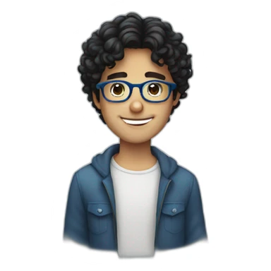 cute italian guy with wavy black hair and blue glasses sticker