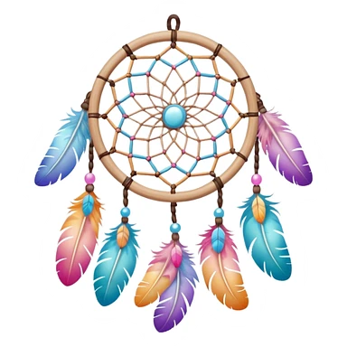 Mini pastel dreamcatcher with white wooden frame  sticker