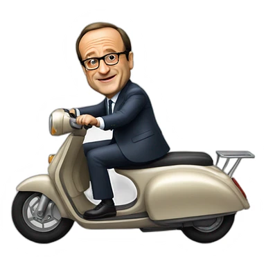 francois hollande sur un scooter sticker