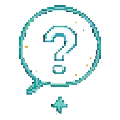 pixelated question mark in speech bubble sticker