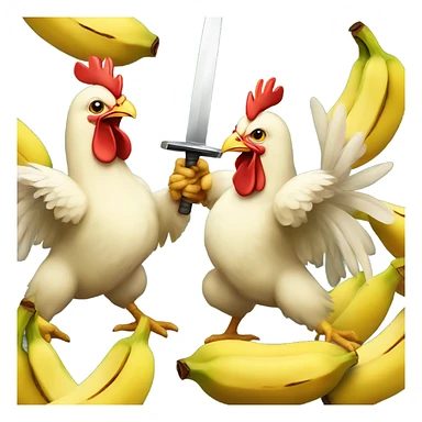 Chickens sword fighting using bananas sticker