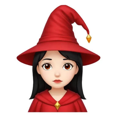 sad wizards in hat girl red dress black hair sticker