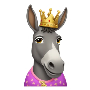 Donkey wearing a dress and crown sticker