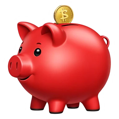 smiling red piggybank. 'KR' on the coin. sticker