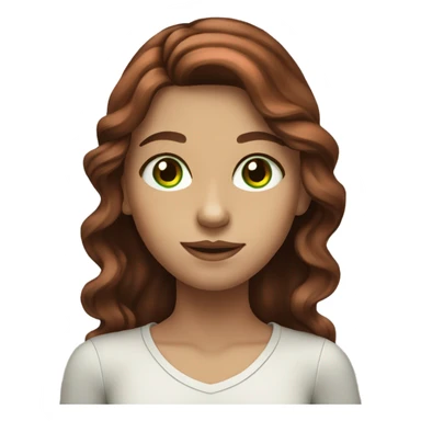 Girl with long wavy brown hair with red highlights and green eyes sticker