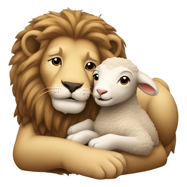 Lion snuggling with lamb sticker
