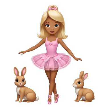 Brown skin blonde hair barbie ballerina with bunny  sticker