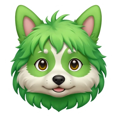 green haired dog with green skin sticker