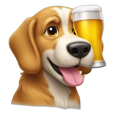 Un perro tomando cerveza sticker