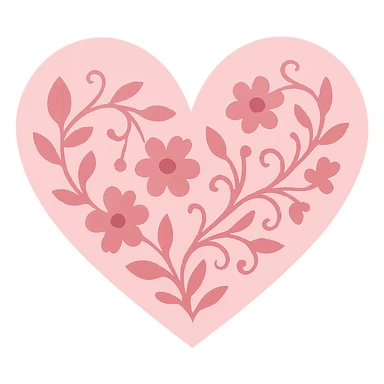 heart with a pink floral motif, clean digital illustration, no background sticker