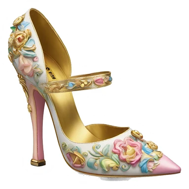 Dolce and Gabbana high heels with colourful pastel ornament and golden detais  sticker