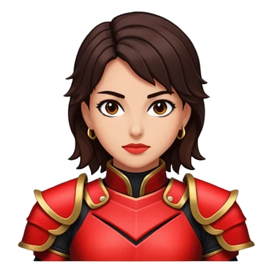 a brunette slim fighter woman in red and black, rpg pixel art style sticker