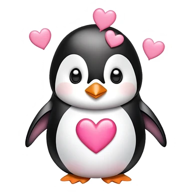 Pengüin with pink hearts in the head sticker