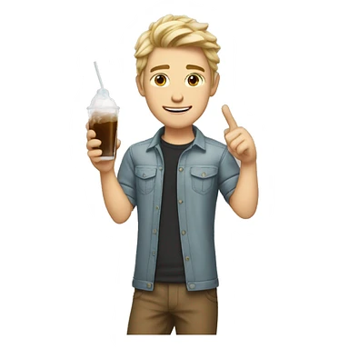 Change the hair and remove the drink from his hand and give him white skin colour sticker