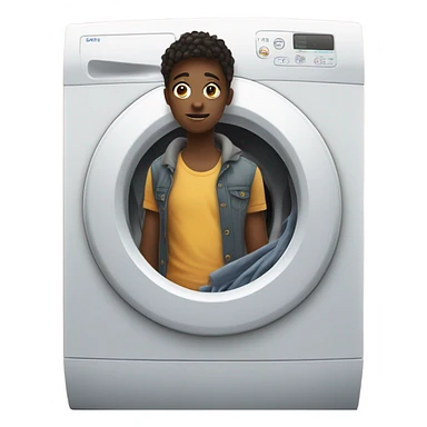 a teenager with a washing machine sticker
