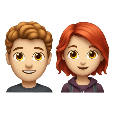 Brown hair boy and red hair girl sticker
