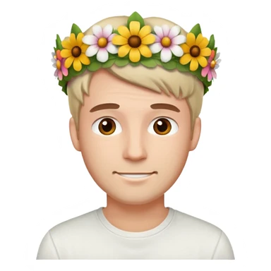 Man with flower crown and white shirt sticker